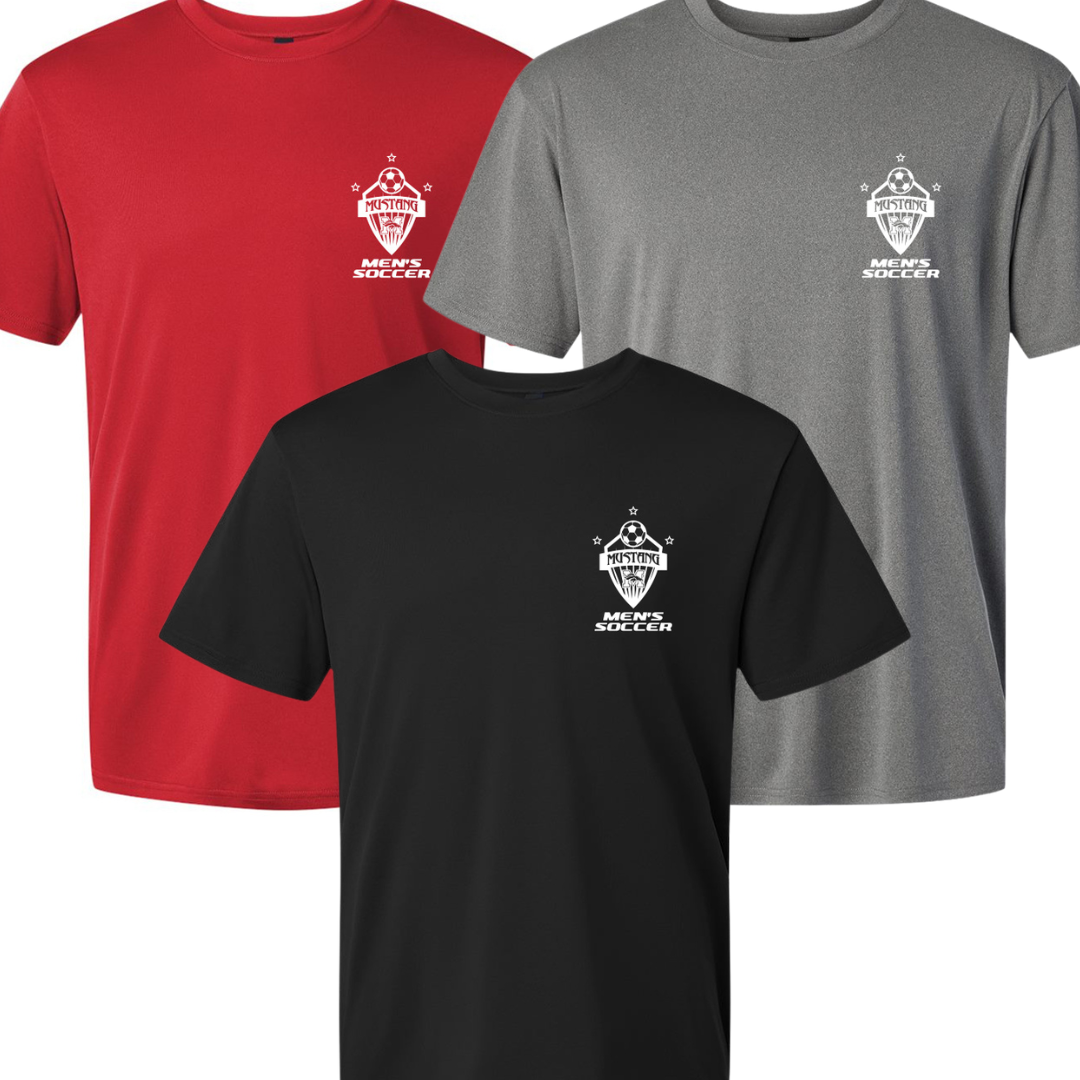 (Pack of 3) Mustang Men's Soccer Practice Shirts - Black, Grey, Red