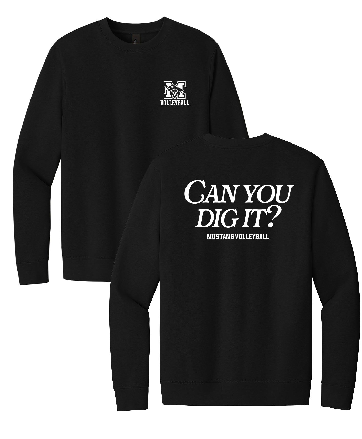 Mustang Volleyball "Can You Dig It?" Sweatshirt - Grey/Black