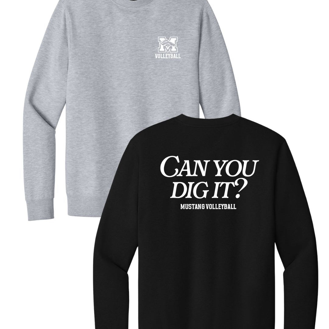Mustang Volleyball "Can You Dig It?" Sweatshirt - Grey/Black