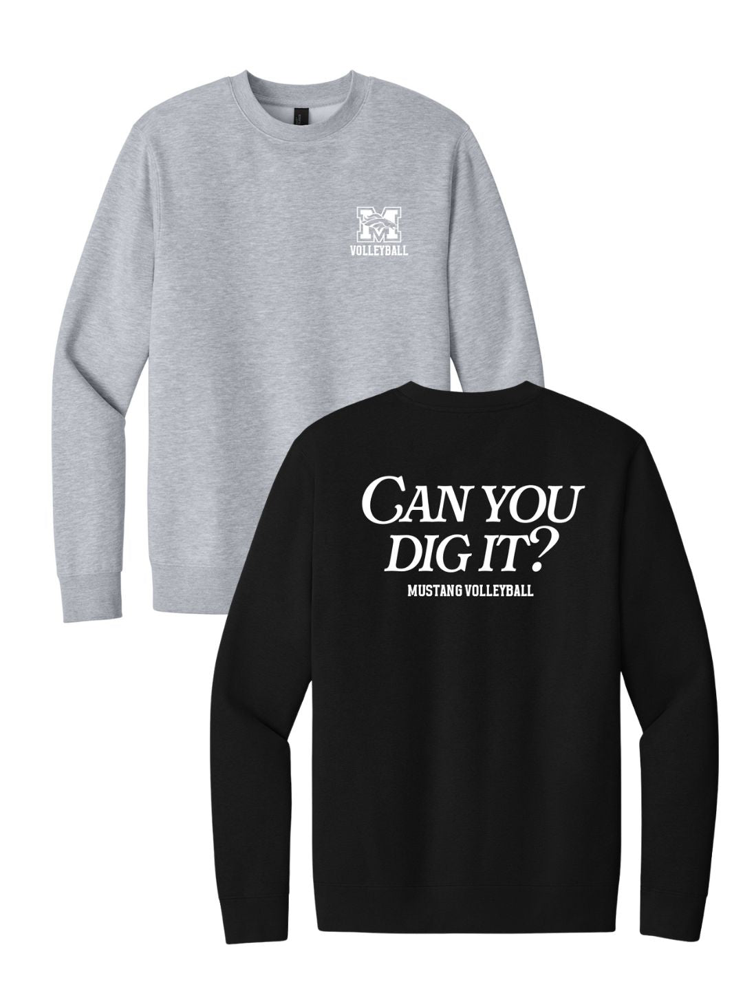 Mustang Volleyball "Can You Dig It?" Sweatshirt - Grey/Black