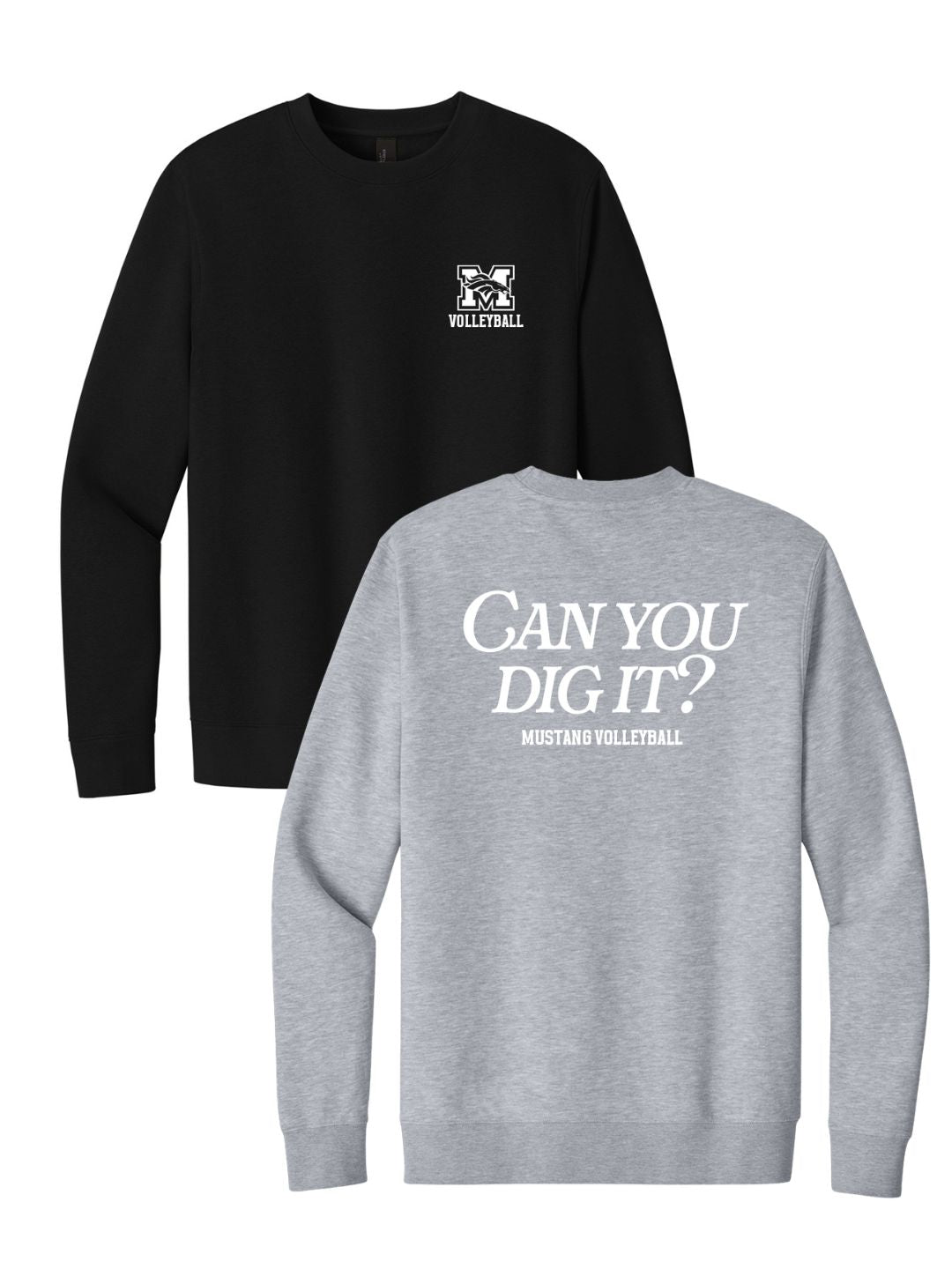 Mustang Volleyball "Can You Dig It?" Sweatshirt - Grey/Black