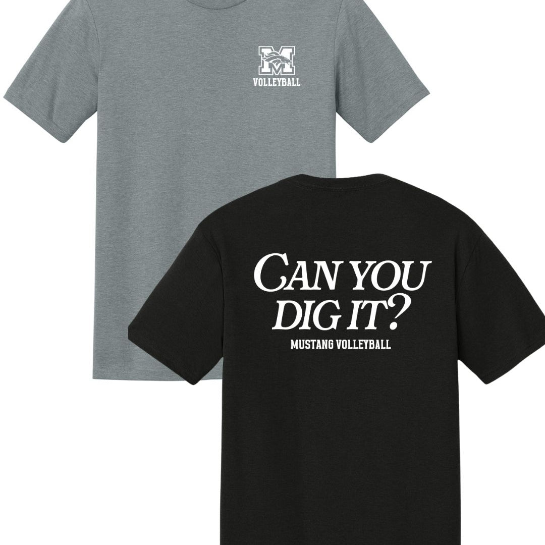 Mustang Volley "Can You Dig It?" T-Shirt - Grey/Black