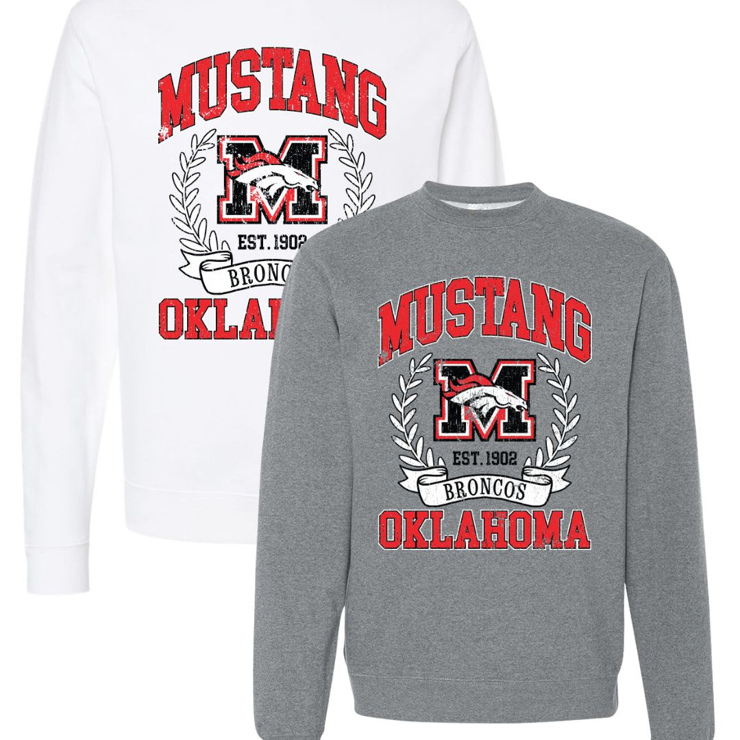 Mustang Broncos Classic Crest Sweatshirt - Vintage/Distressed