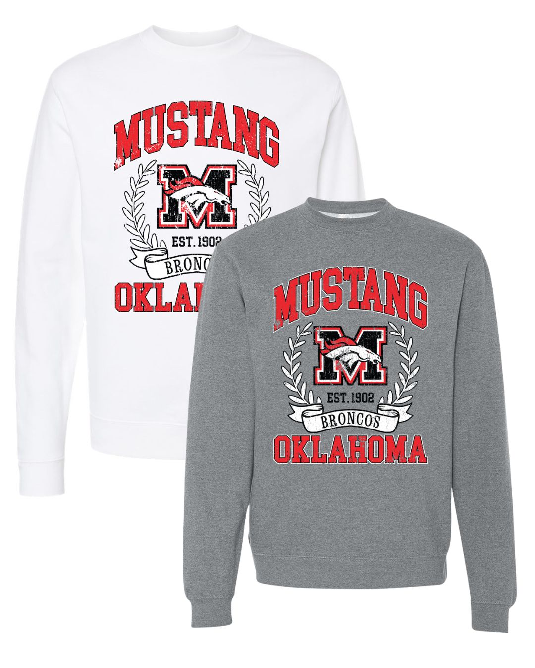 Mustang Broncos Classic Crest Sweatshirt - Vintage/Distressed