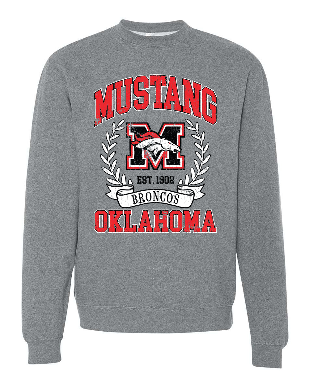 Mustang Broncos Classic Crest Sweatshirt - Vintage/Distressed