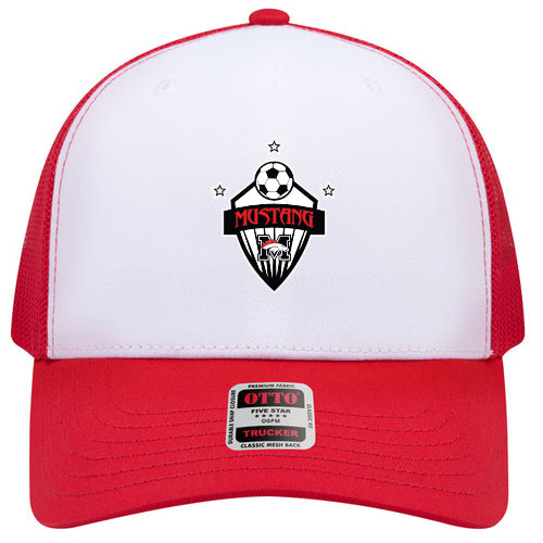 Mustang Soccer Crest Mid Profile Mesh Trucker Hat - Silicon Patch