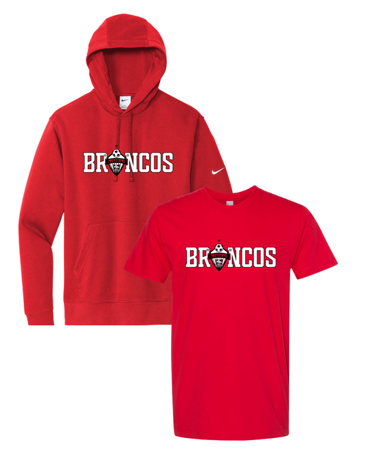 Mustang Boys Soccer Broncos Shield (T-Shirts & Hoodies) + Nike